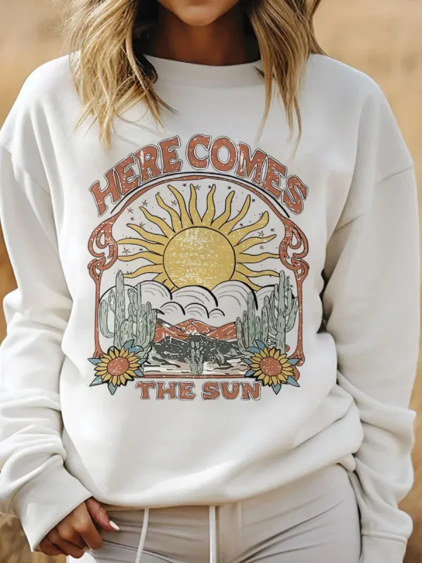 Here Comes The Sun Boho Retro Graphic sweatshirt Sweatshirt