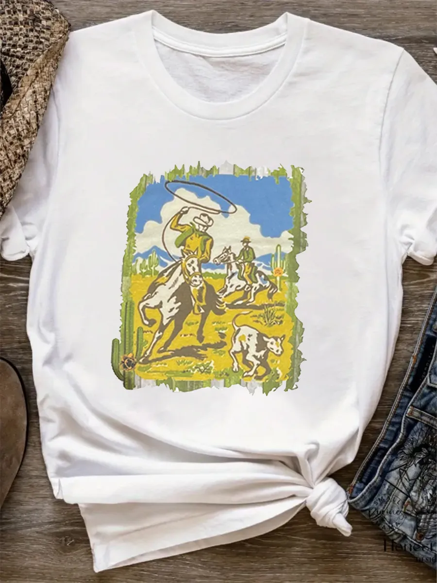 Cowboy Wrangling a Calf T-shirt