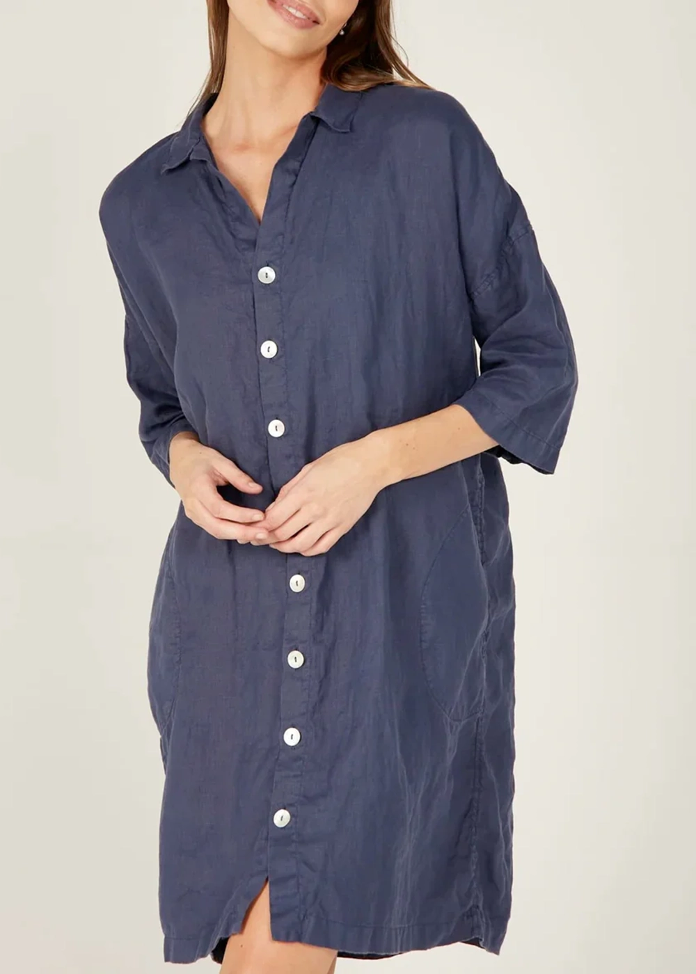 Buttons Front Island Shirt Midi Dress