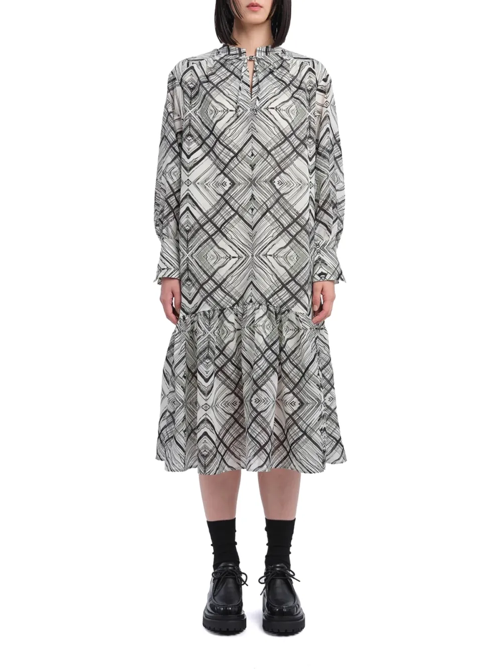 Handcrafted Checker Printed Shirt Dress