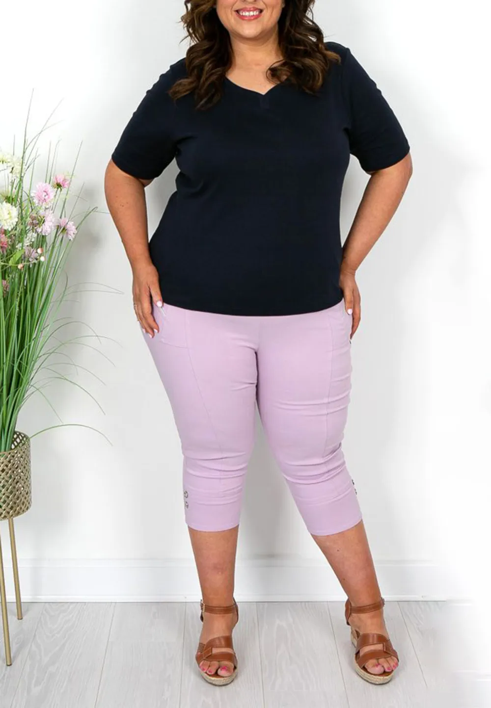 Lilac Cropped Elasticated Trouser