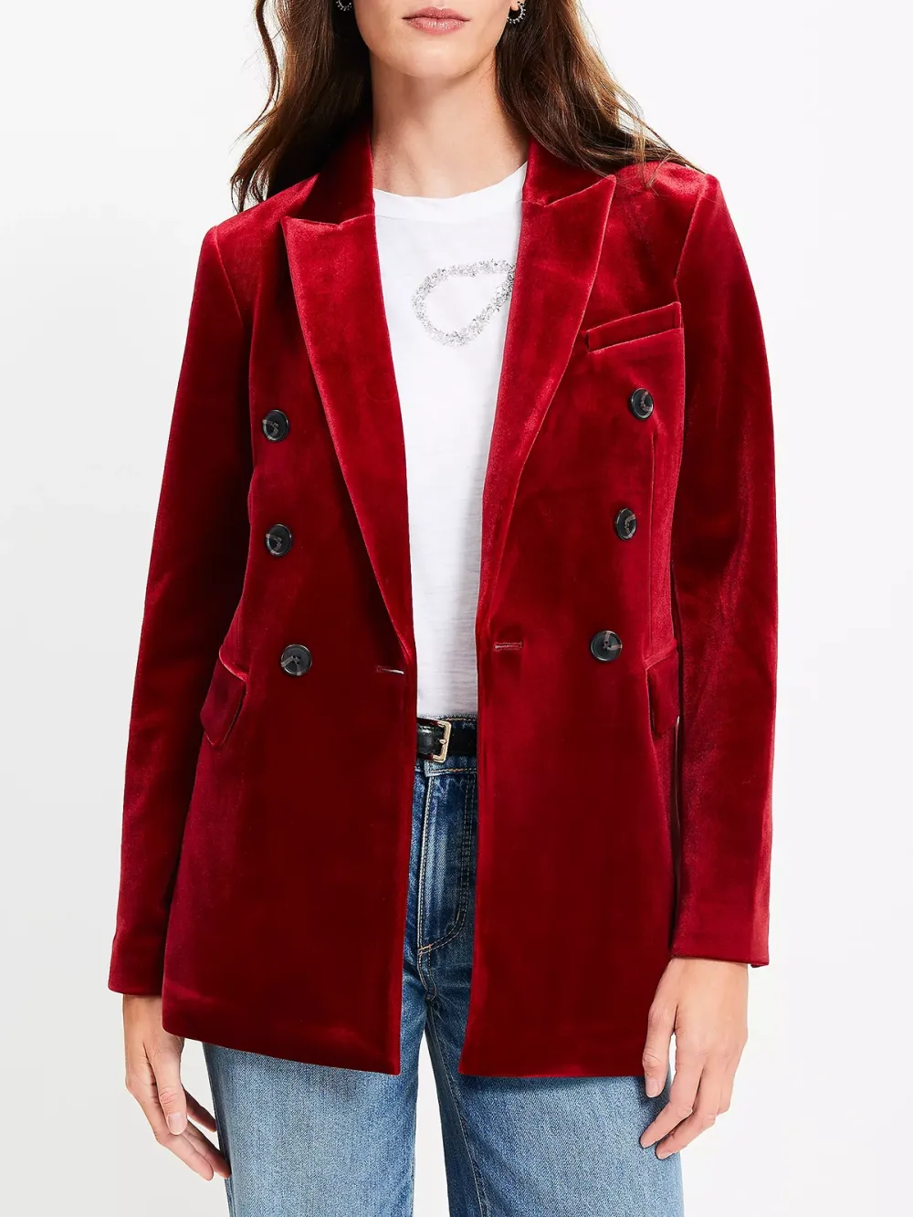 Velvet Double Breasted Blazer