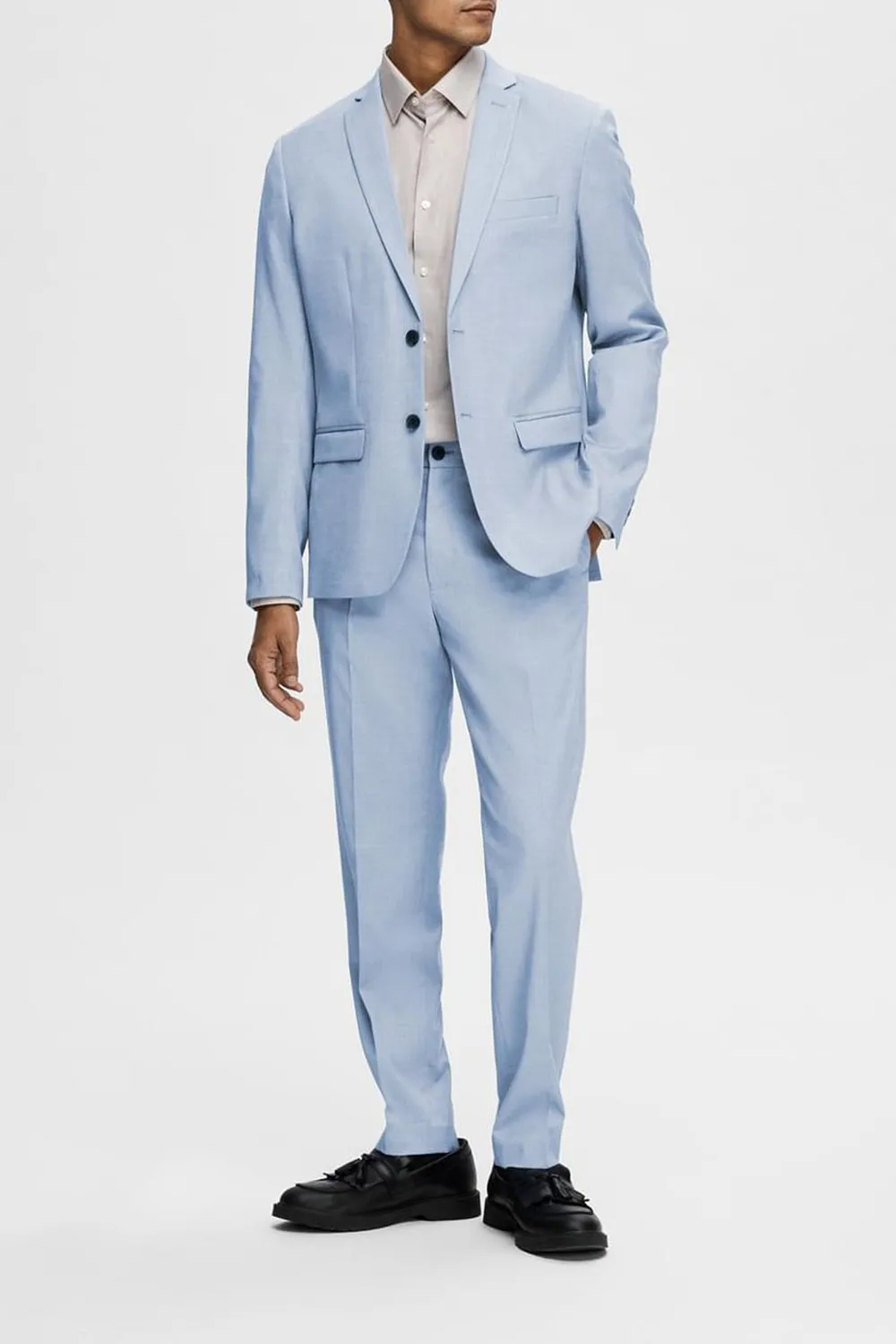 Blue Structured Suit-Set Blazer