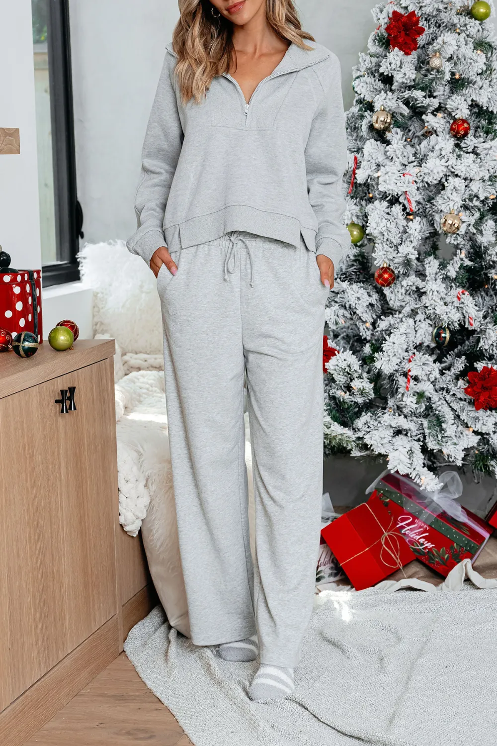 Comfort Lounge Grey Wide Leg Sweatpants