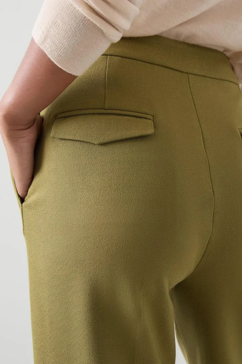 Billie Petite Olive Tailored Crop Wide Trouser