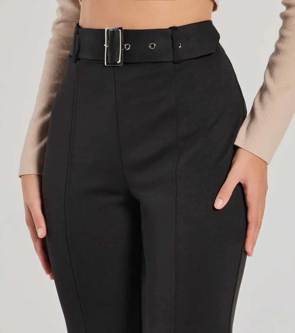 Polished Glam Belted Wide Leg Pants