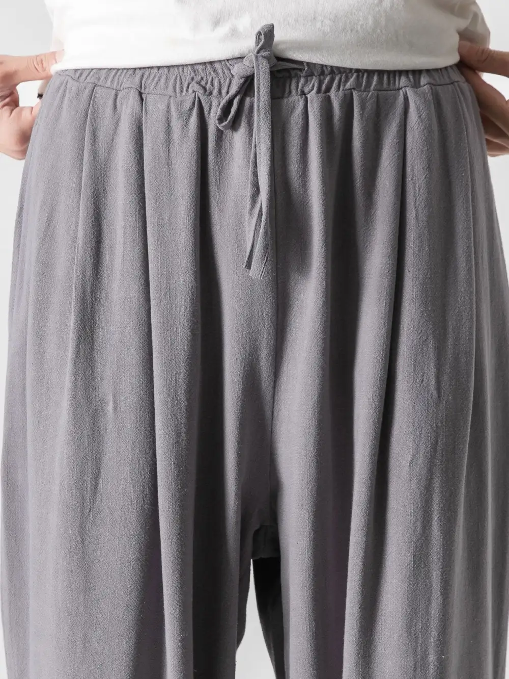 Linen And Cotton Blend Relax Fit Wide Leg Pants