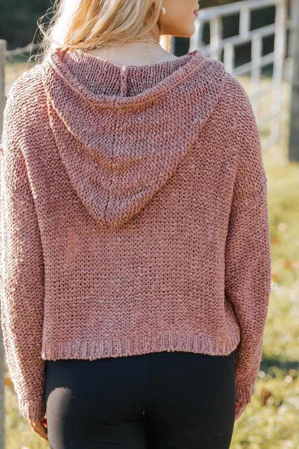 Rose Textured Hooded Sweater