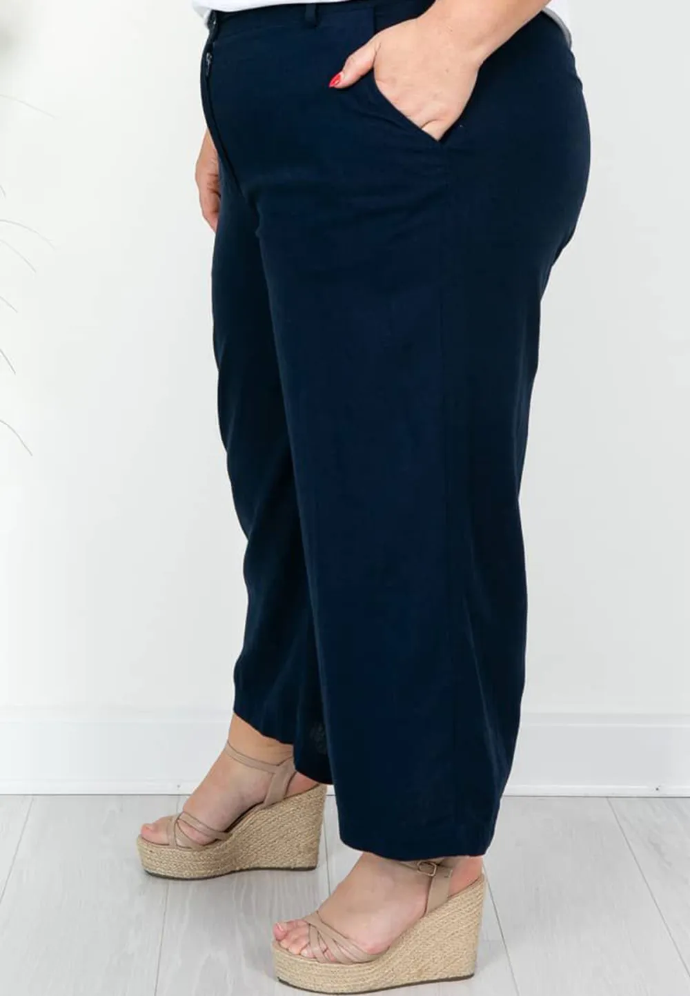 Navy Linen Mix Culotte