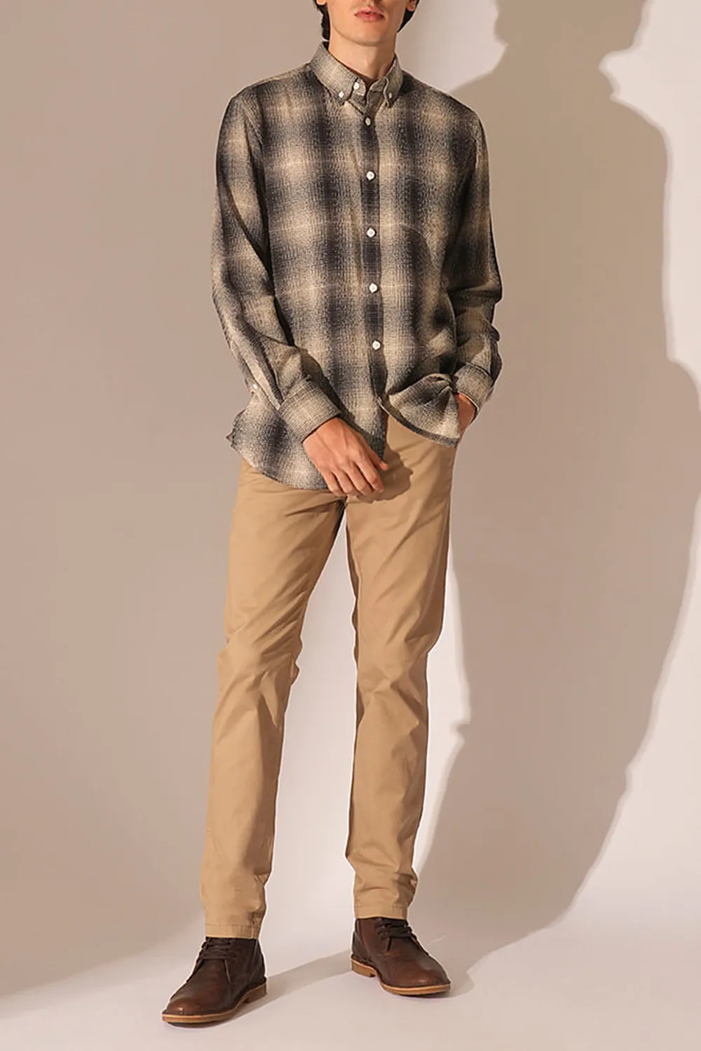 Black _ Beige Check Cotton Shirt