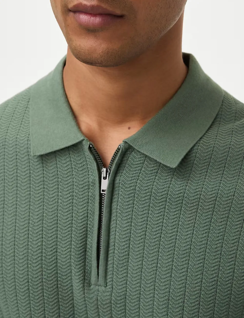 Cotton Rich Textured Knitted Polo Shirt