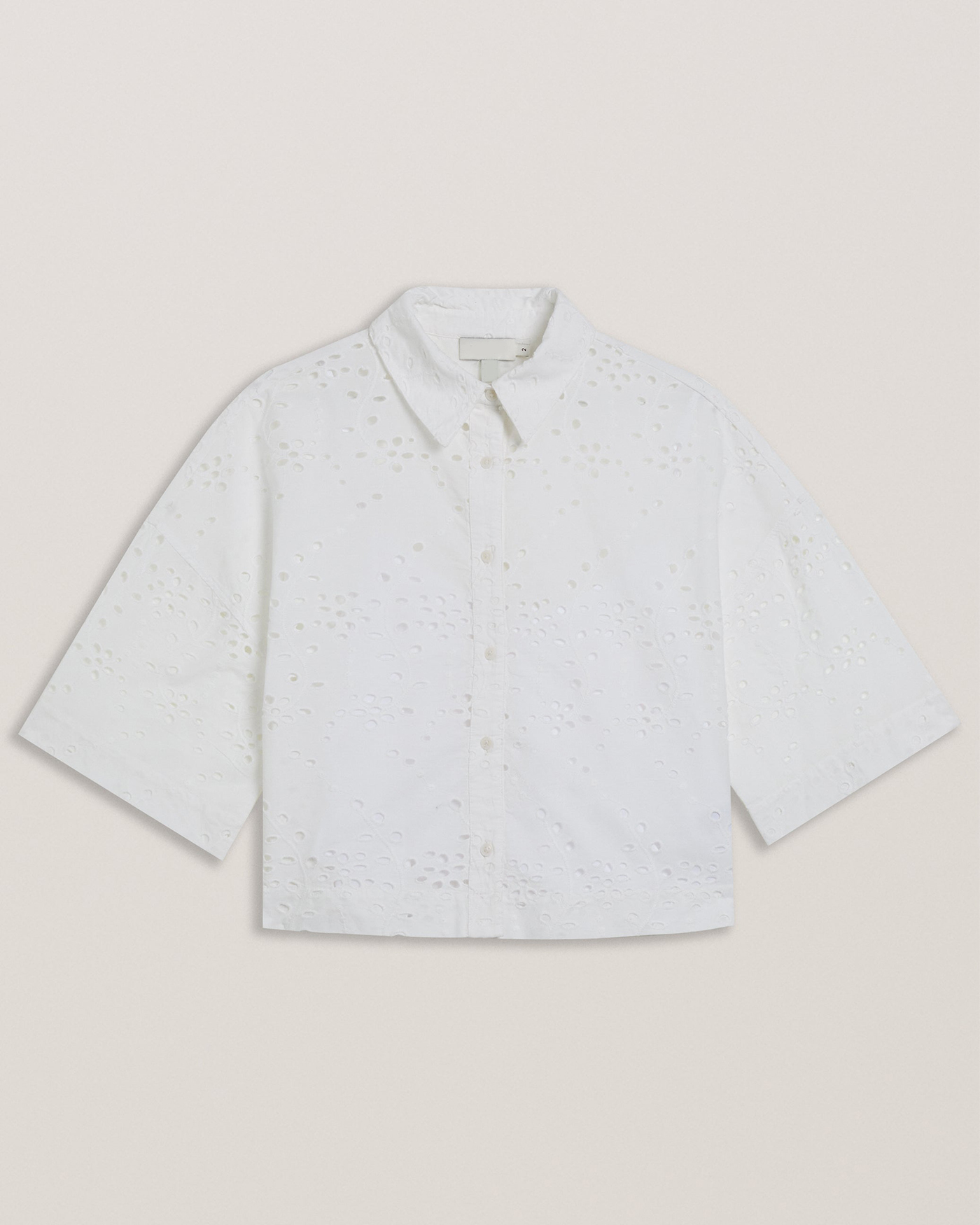 Kilkis Broderie Cropped Shirt White