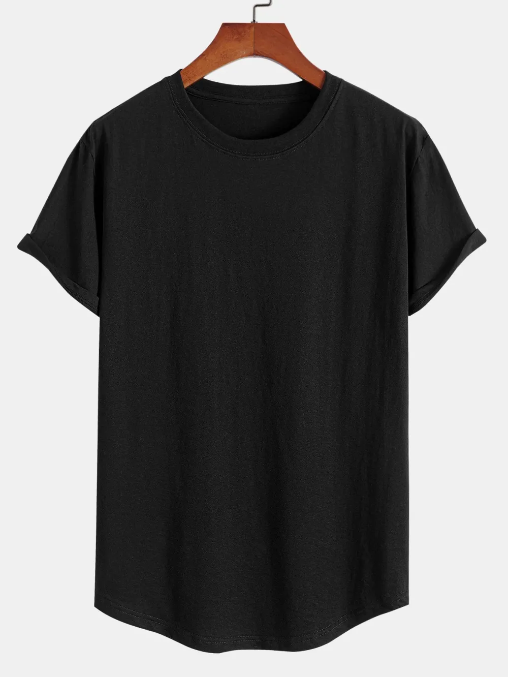 Basic Cotton Arc Hem T-Shirt