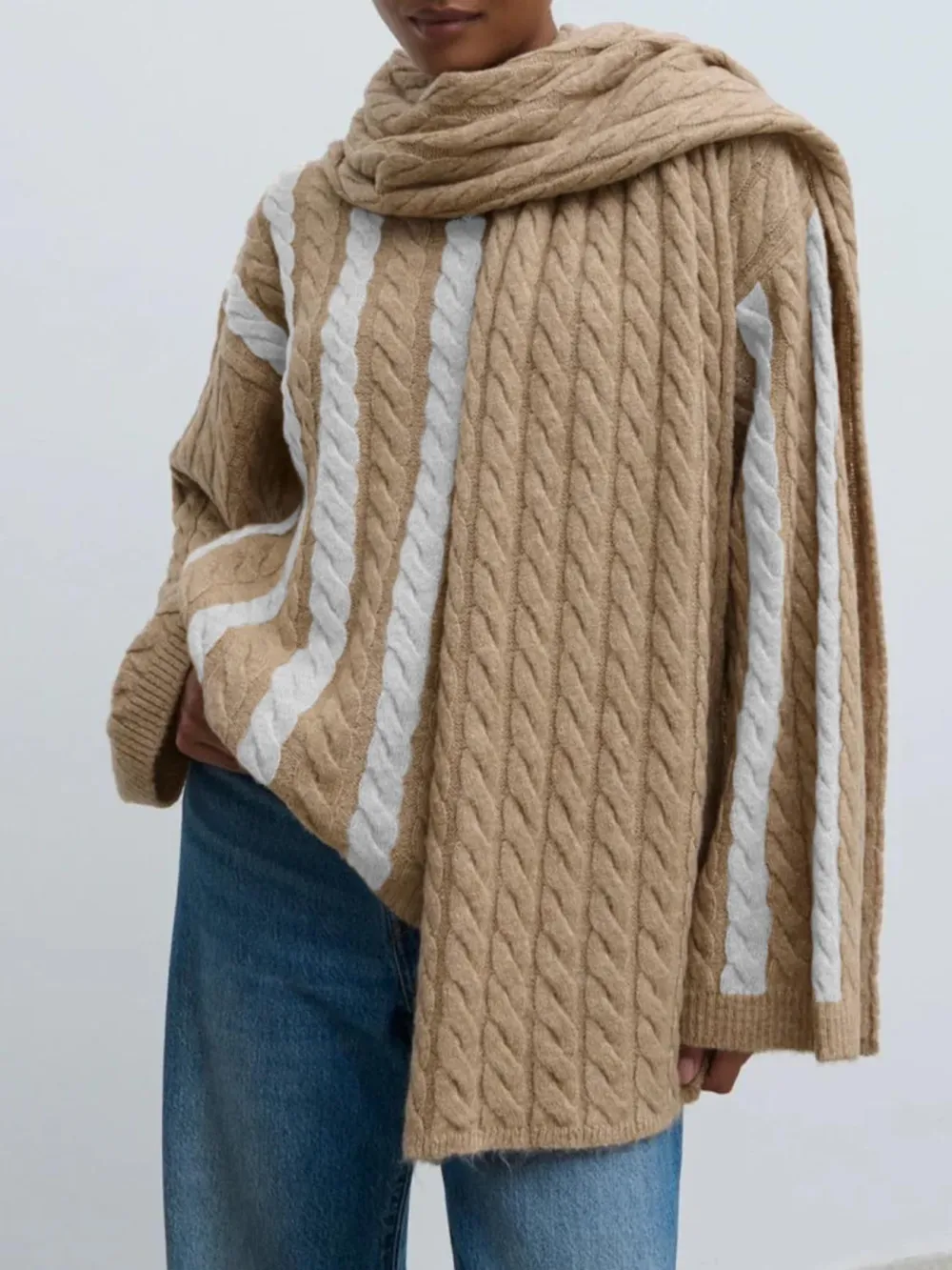 Palmer Cable Knit Jumper with Scarf