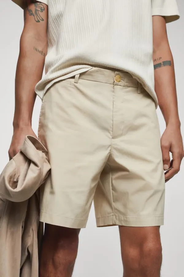 Slim fit cotton Bermuda shorts