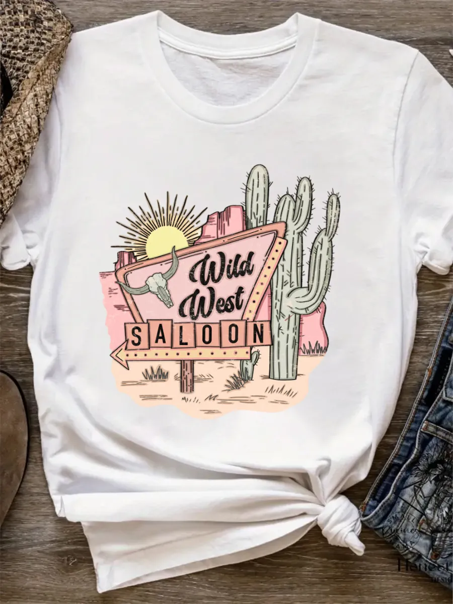 Western Wild West Saloon Cactus T-shirt