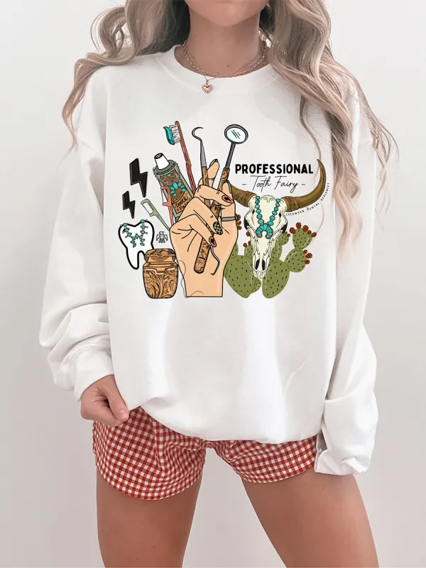 Western Dental Hygienist Pattern Sweatshirt