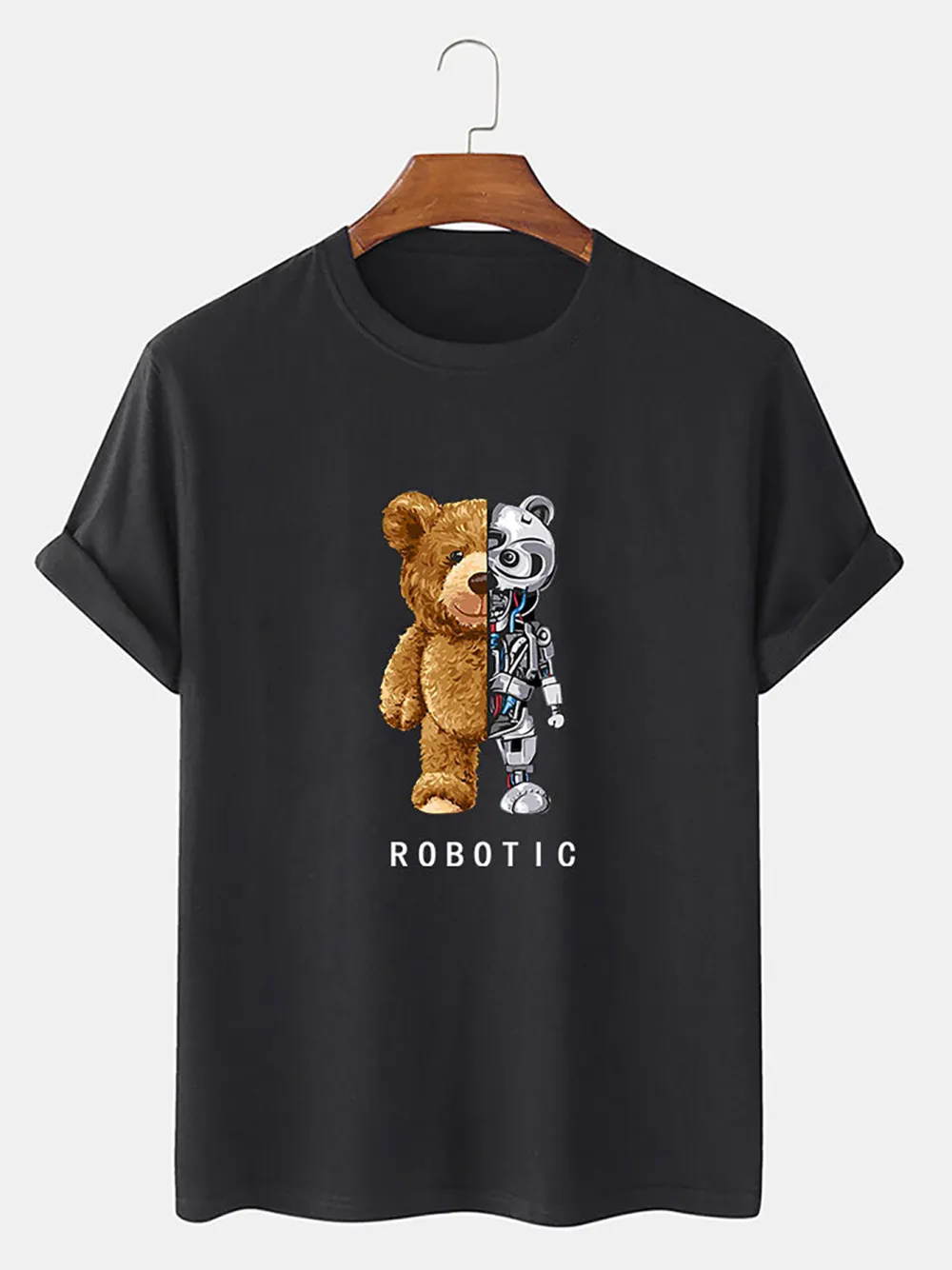 Robot Bear Funny Graphic Cotton T-Shirts