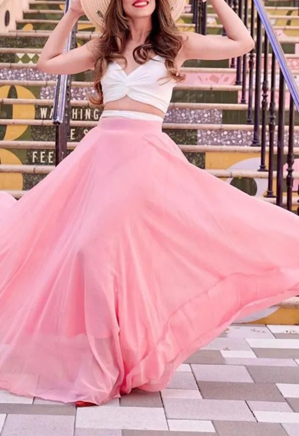 TIMELESS FAVORITE CHIFFON MAXI SKIRT IN PINK