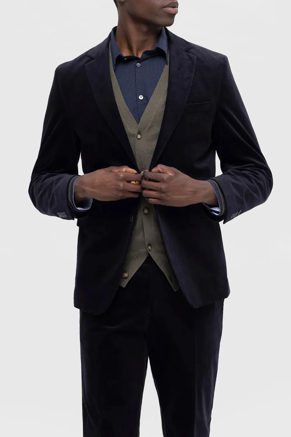 Dark Blue Corduroy Blazer