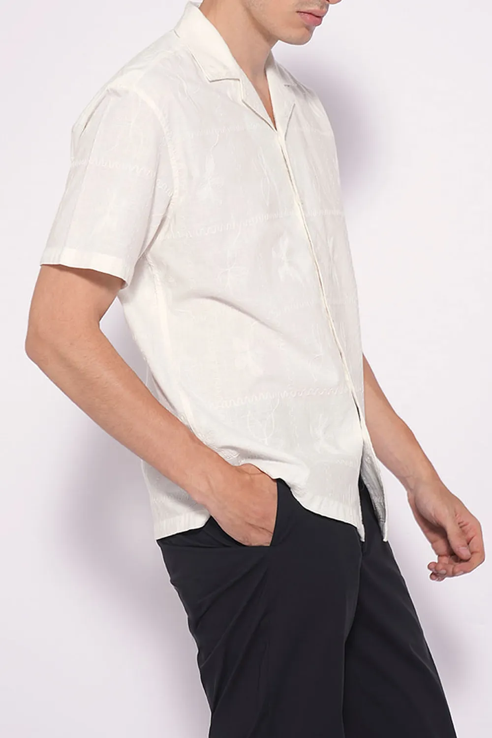 White Embroidered Cotton Shirt