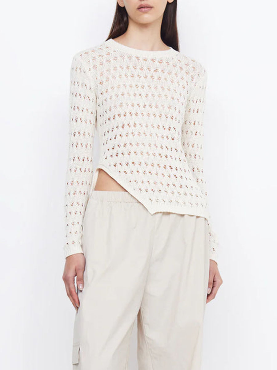 BEC BRIDGE BROOKE LONG SLEEVE ASYM KNIT TOP