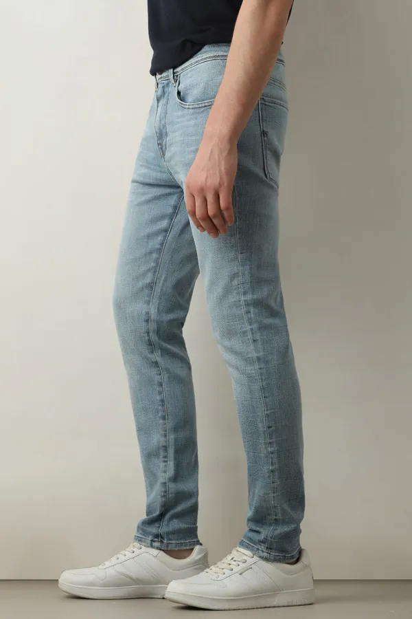 Blue Mid Rise Leon Slim Fit Jeans