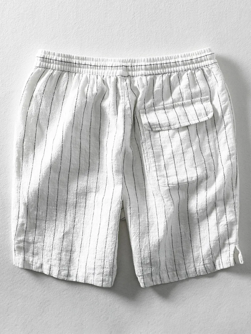 Linen Cotton Blend Drawstring Striped Shorts