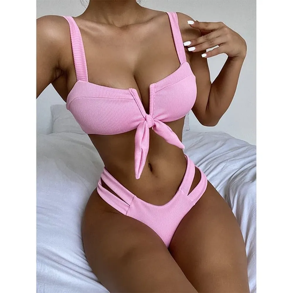 Irena Ribbed Cut Out Two-Piece Bikini