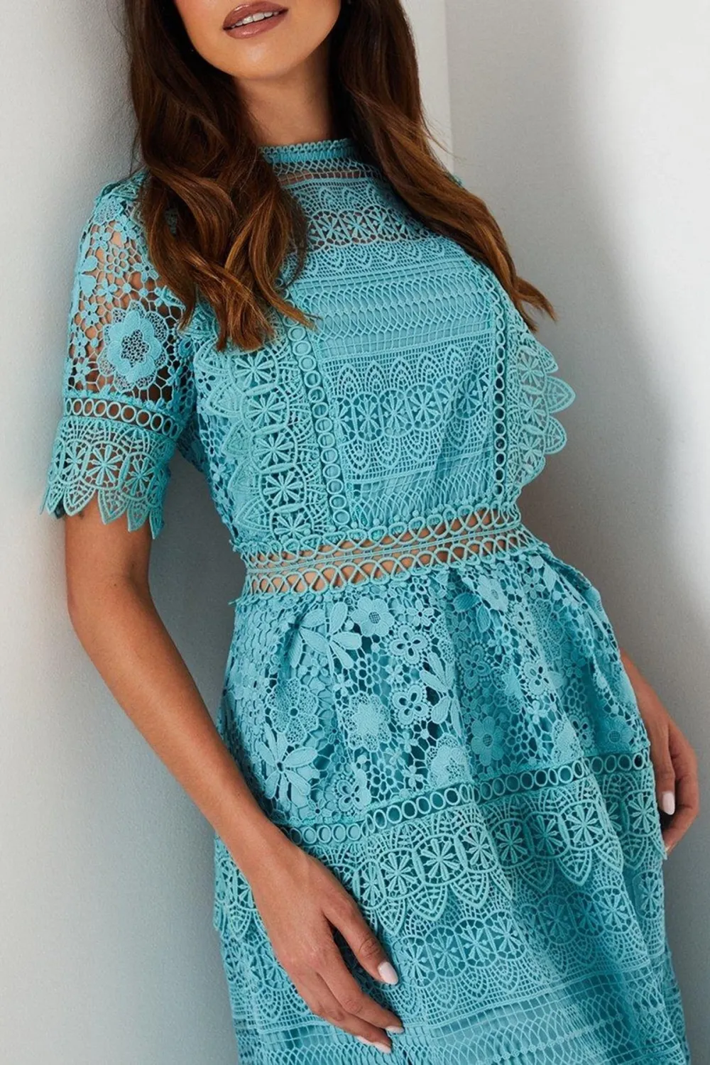 Lace Mix Midi Dress