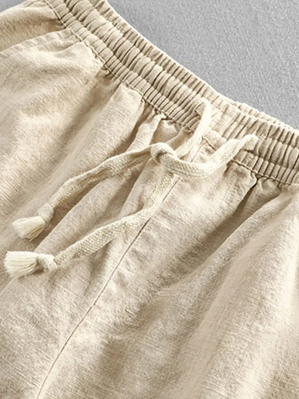 Linen Cotton Blend Cropped Pants