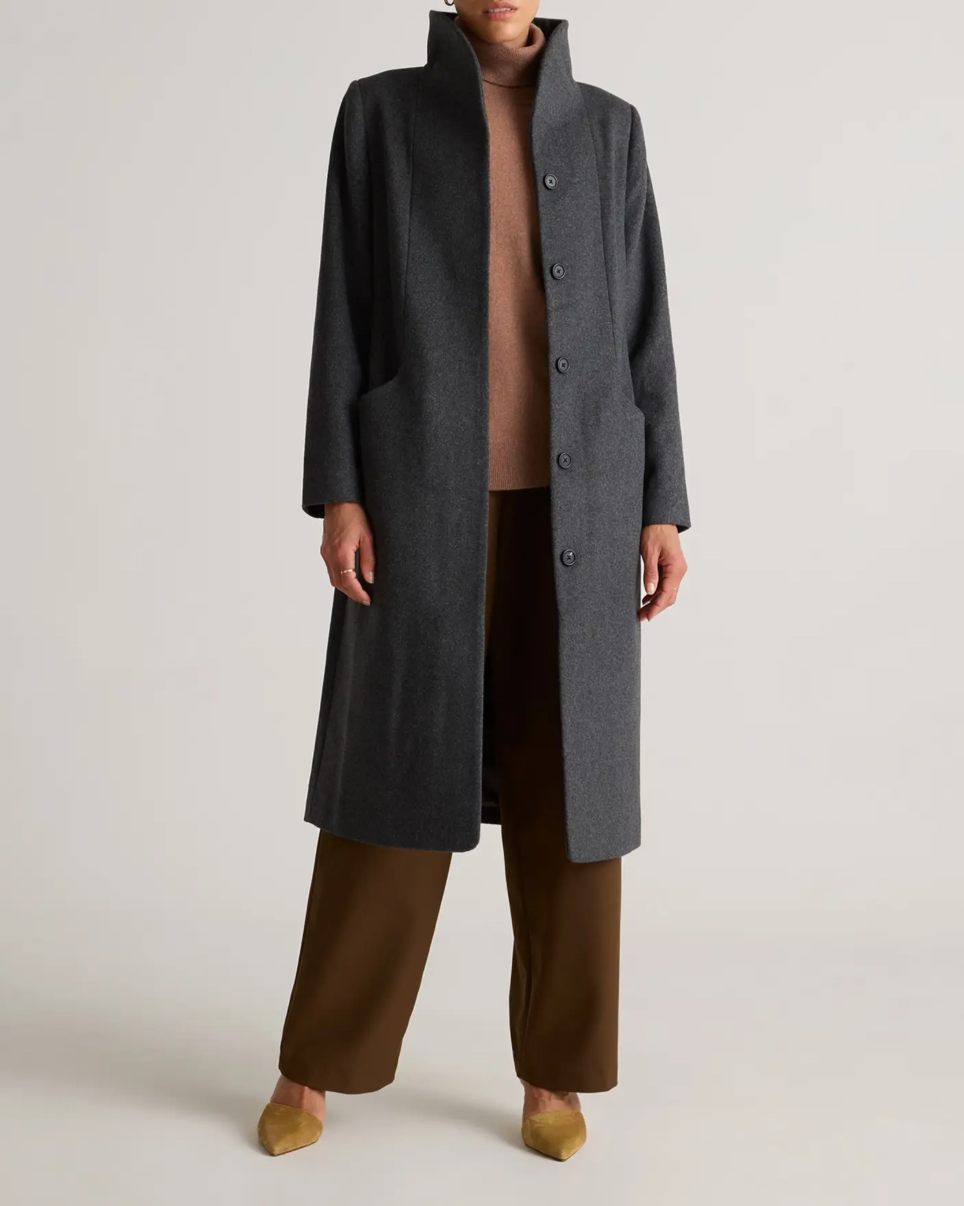 Stylish Shawl Collar Wool Long Cocoon Coat