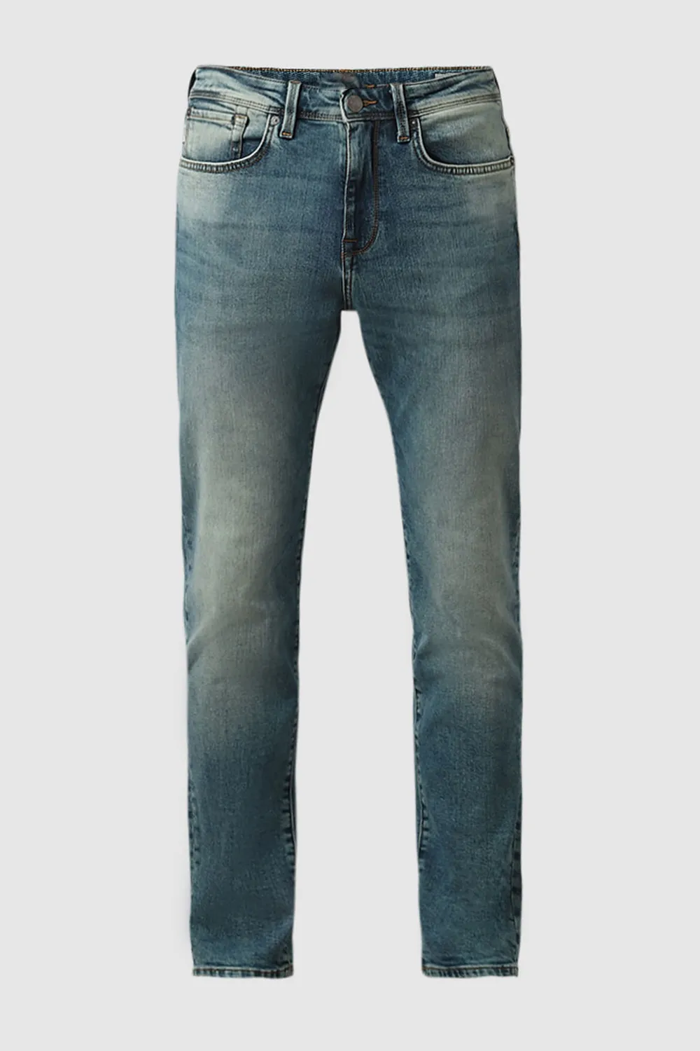 Blue Mid Rise Scott Straight Fit Jeans