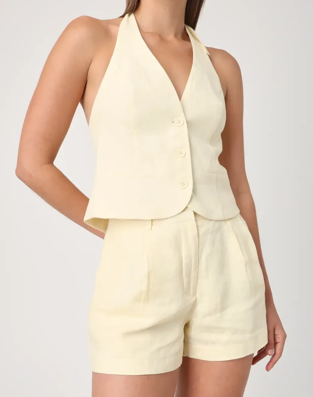 Pleat Front Linen Short