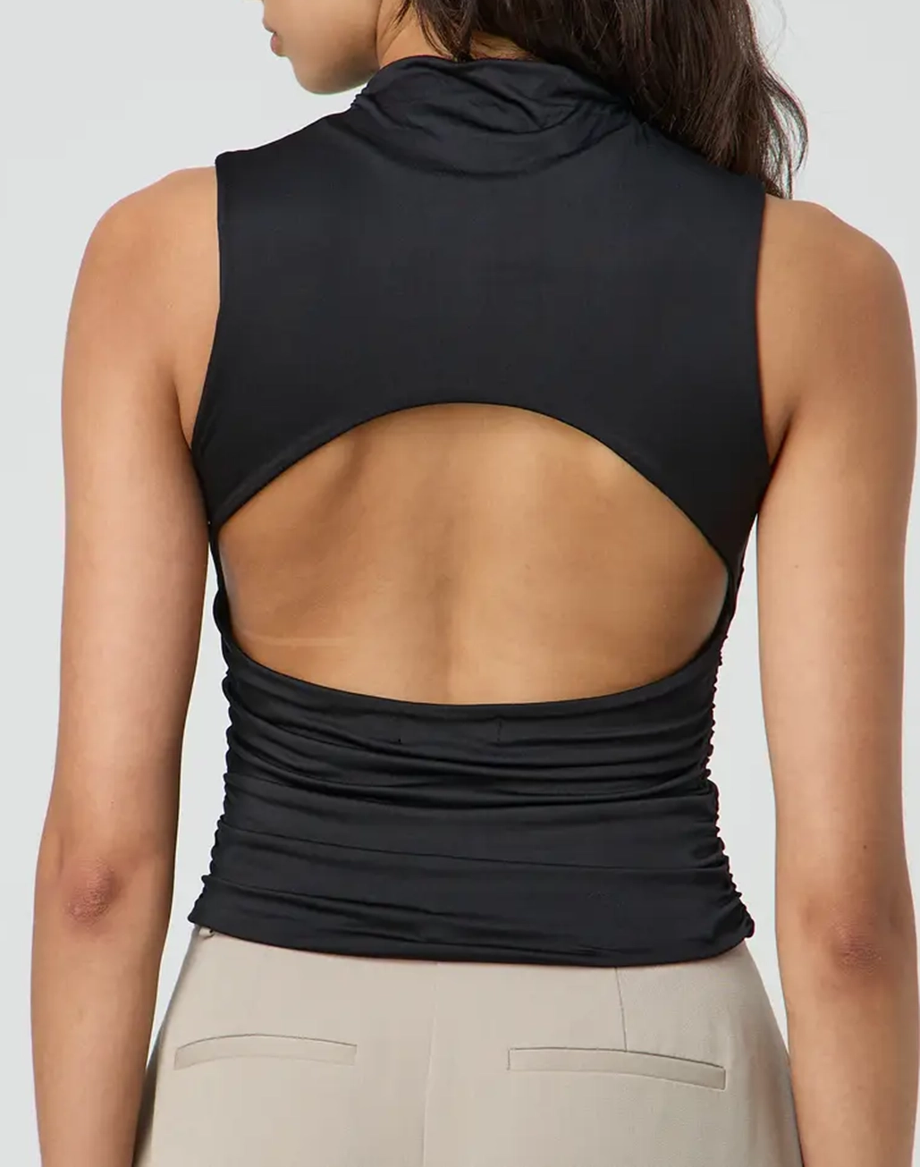 High Neck Open Back Top