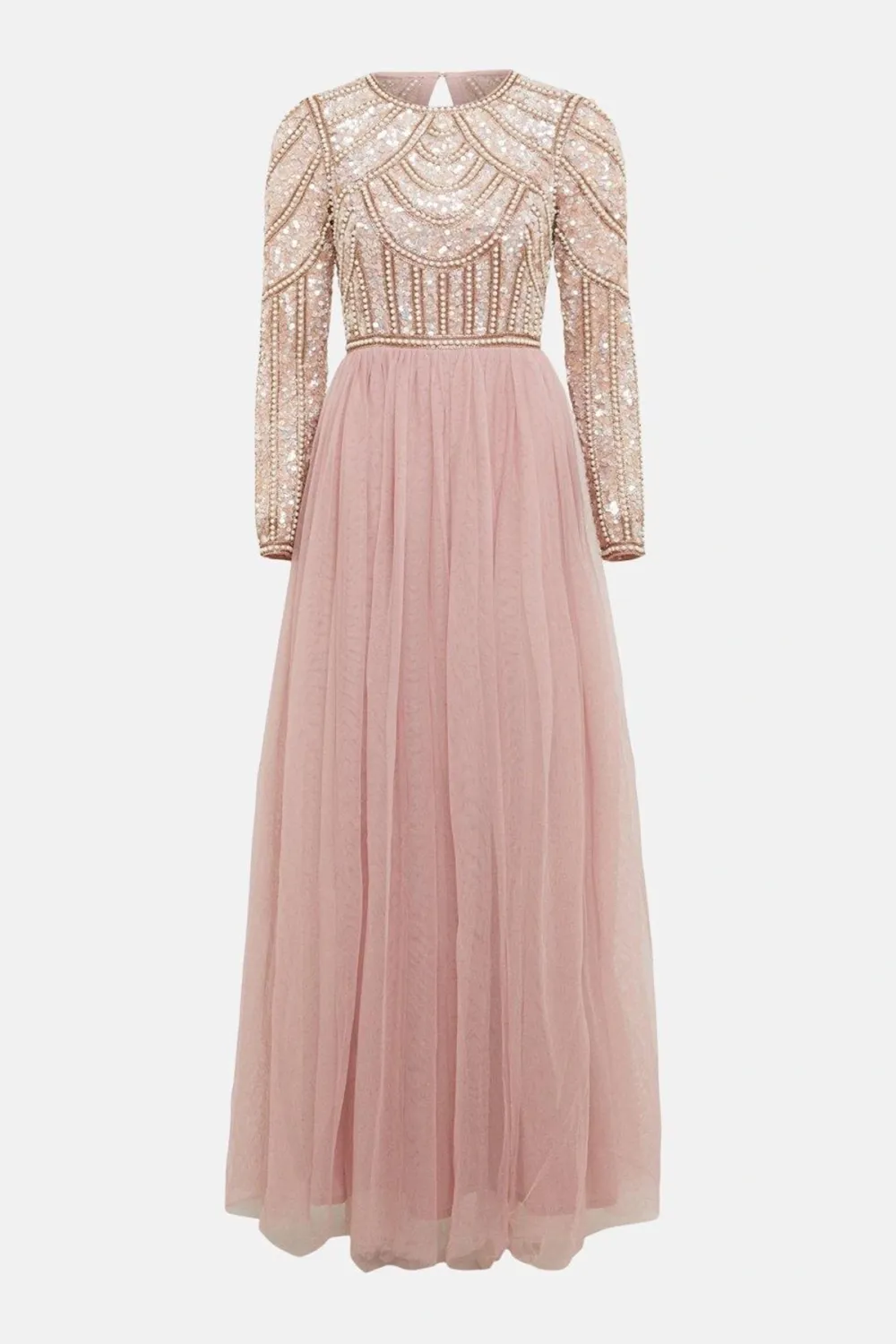 Pearl Embellished Bodice Bridesmaids Tulle Skirt Dress