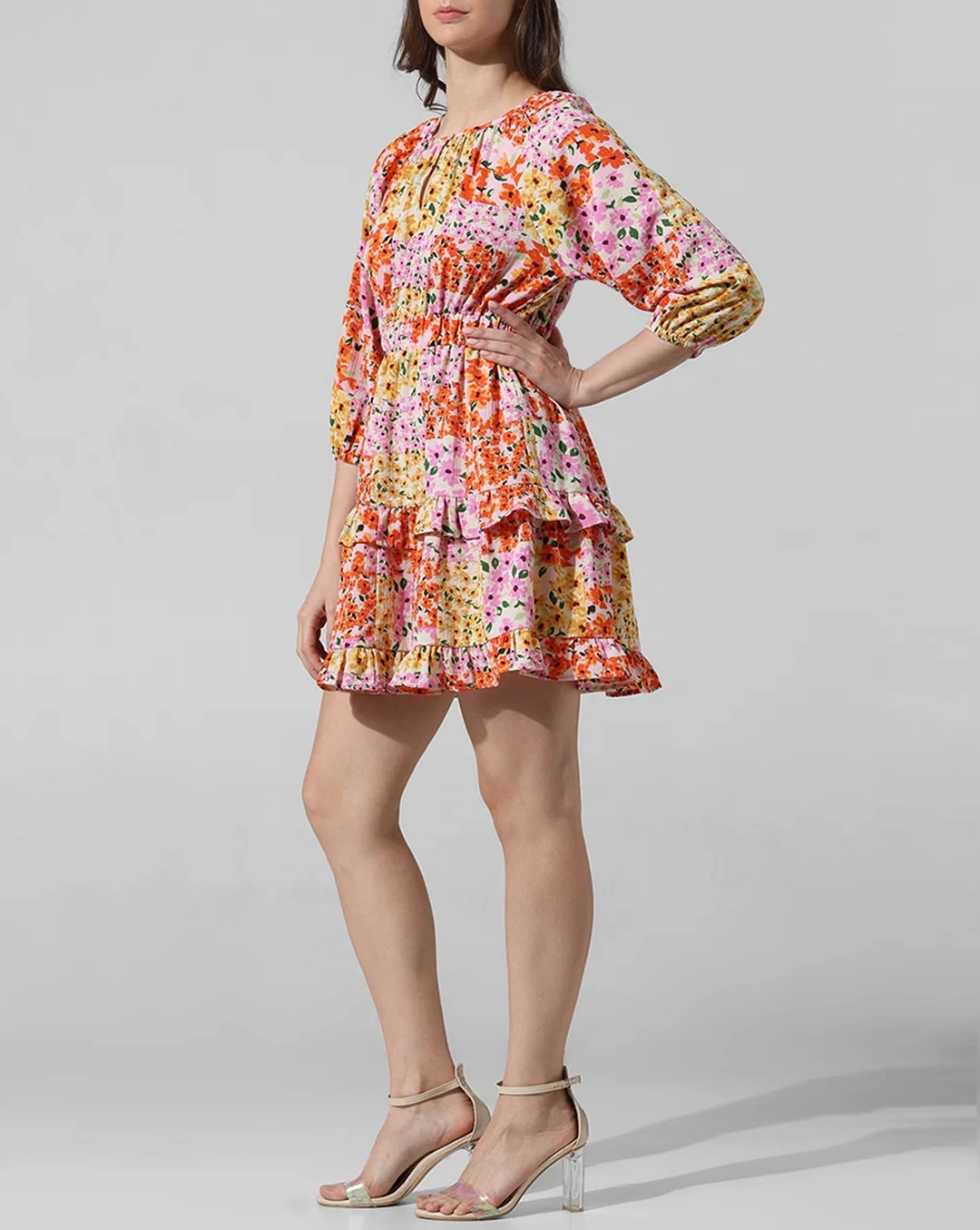 Multi-Colour Floral Mini Dress