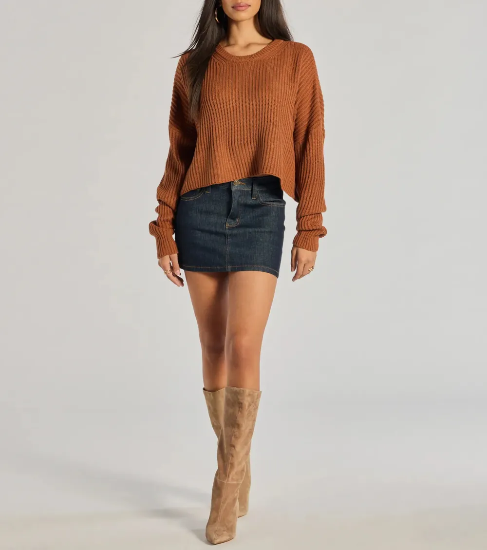 Chic Crew Ribbed Knit Sweater