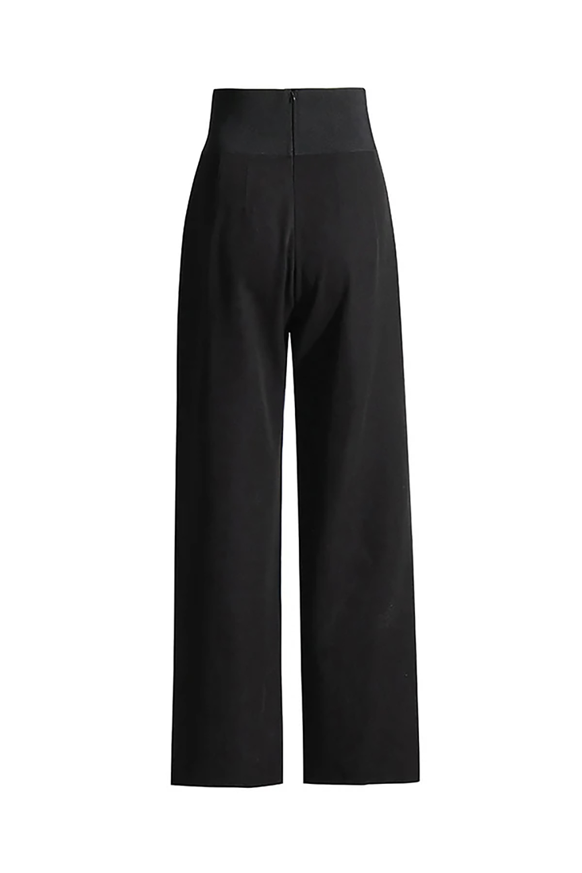 Sleek Belt Effect Pleated Trim High Waist Wide Leg Full Length Pants