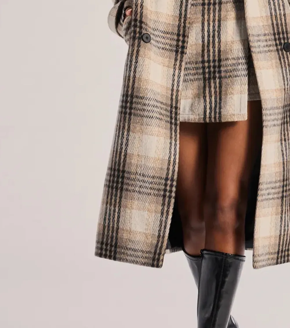 Classic Charm Plaid Trench Coat