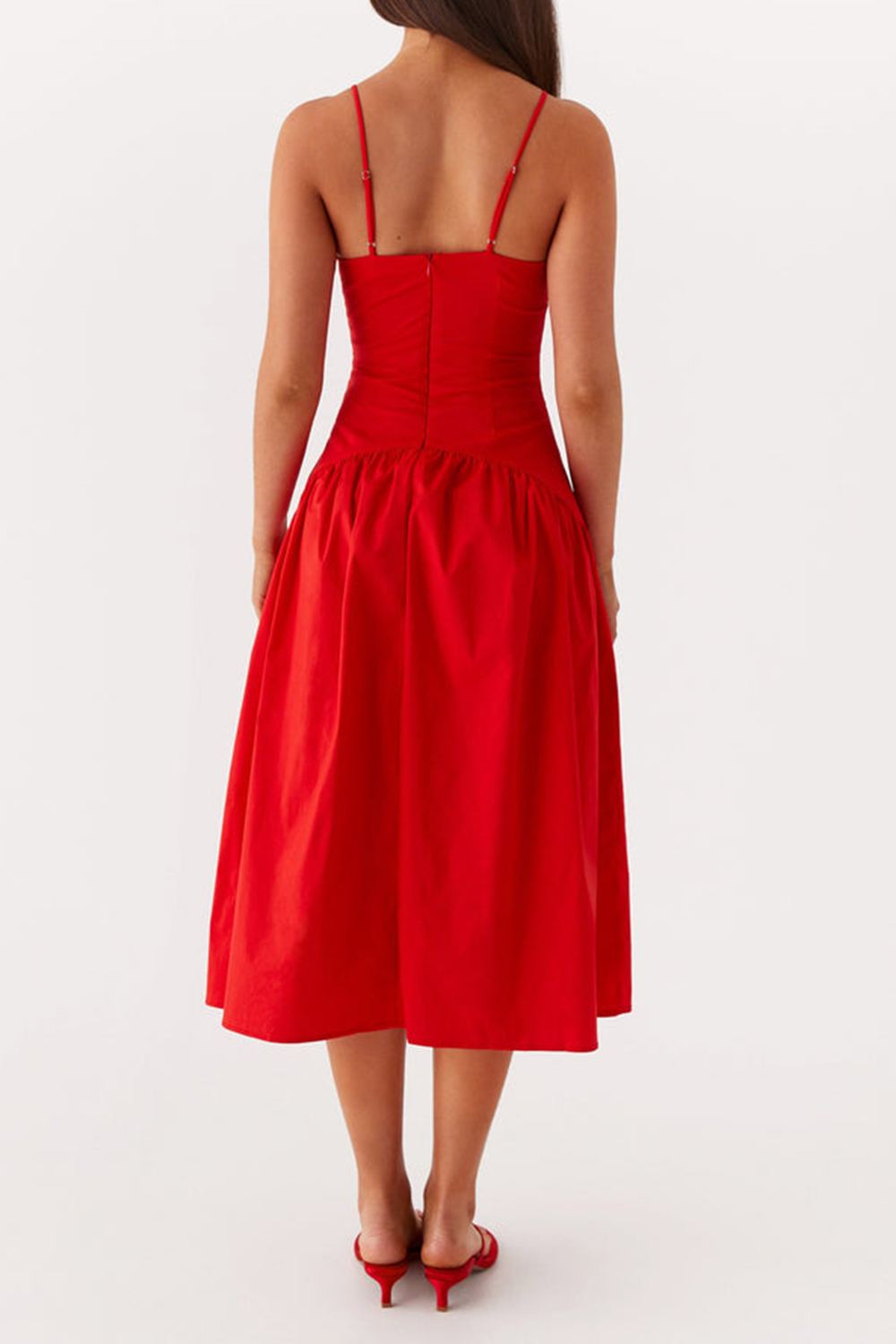 Yvette Corset Midi Dress - Red