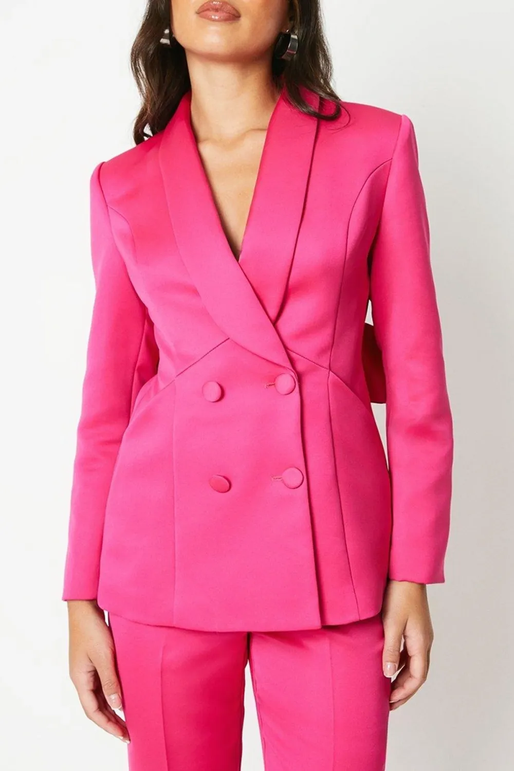 Bow Back Tailored Satin Blazer