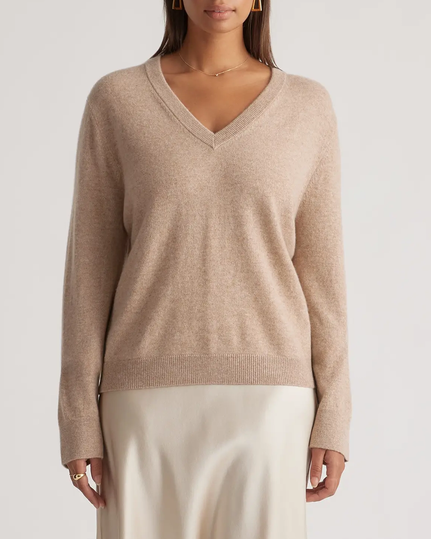 Mongolian Cashmere Relaxed V-Neck Sweater