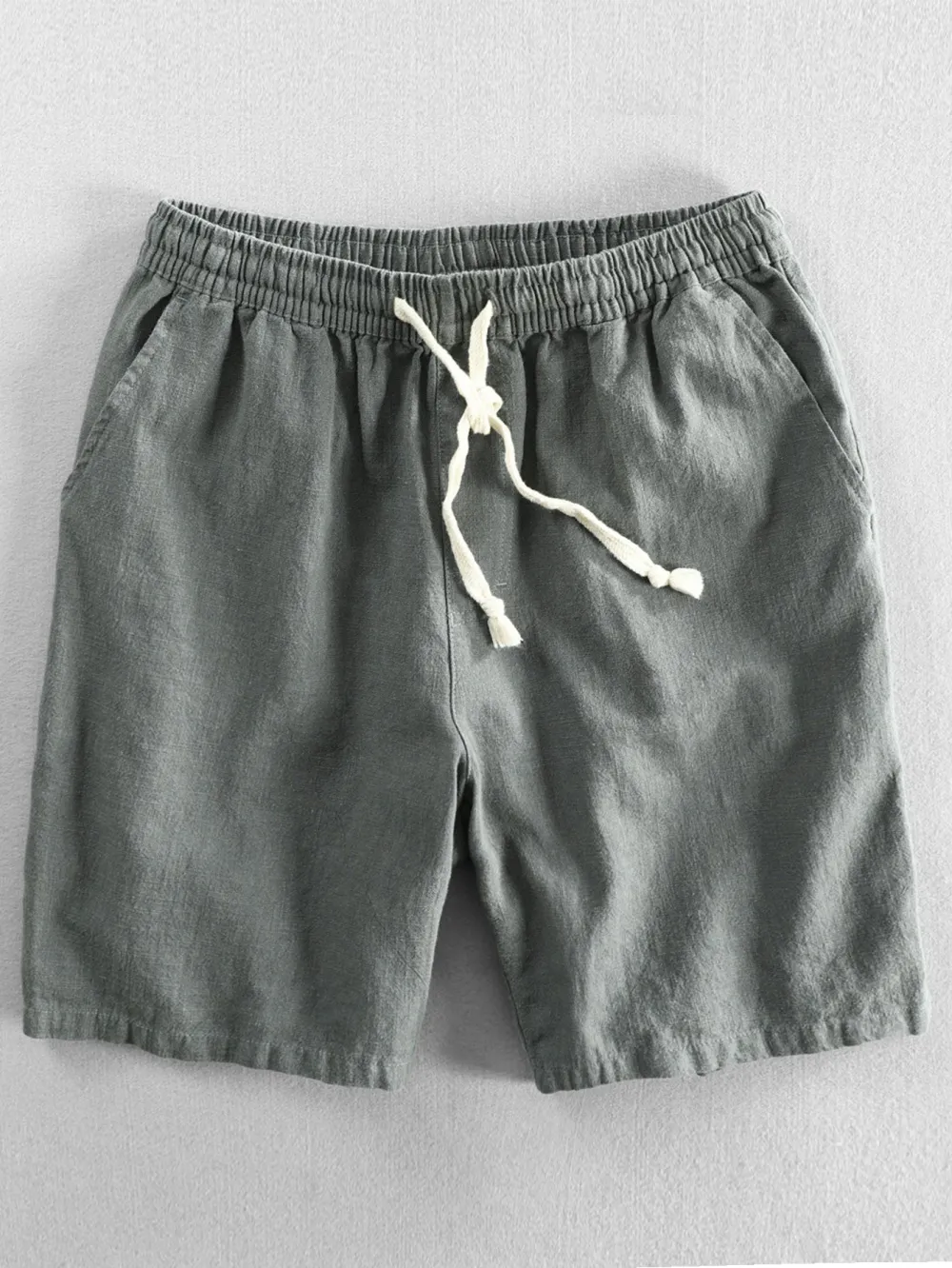 Linen Cotton Blend Drawstring Shorts