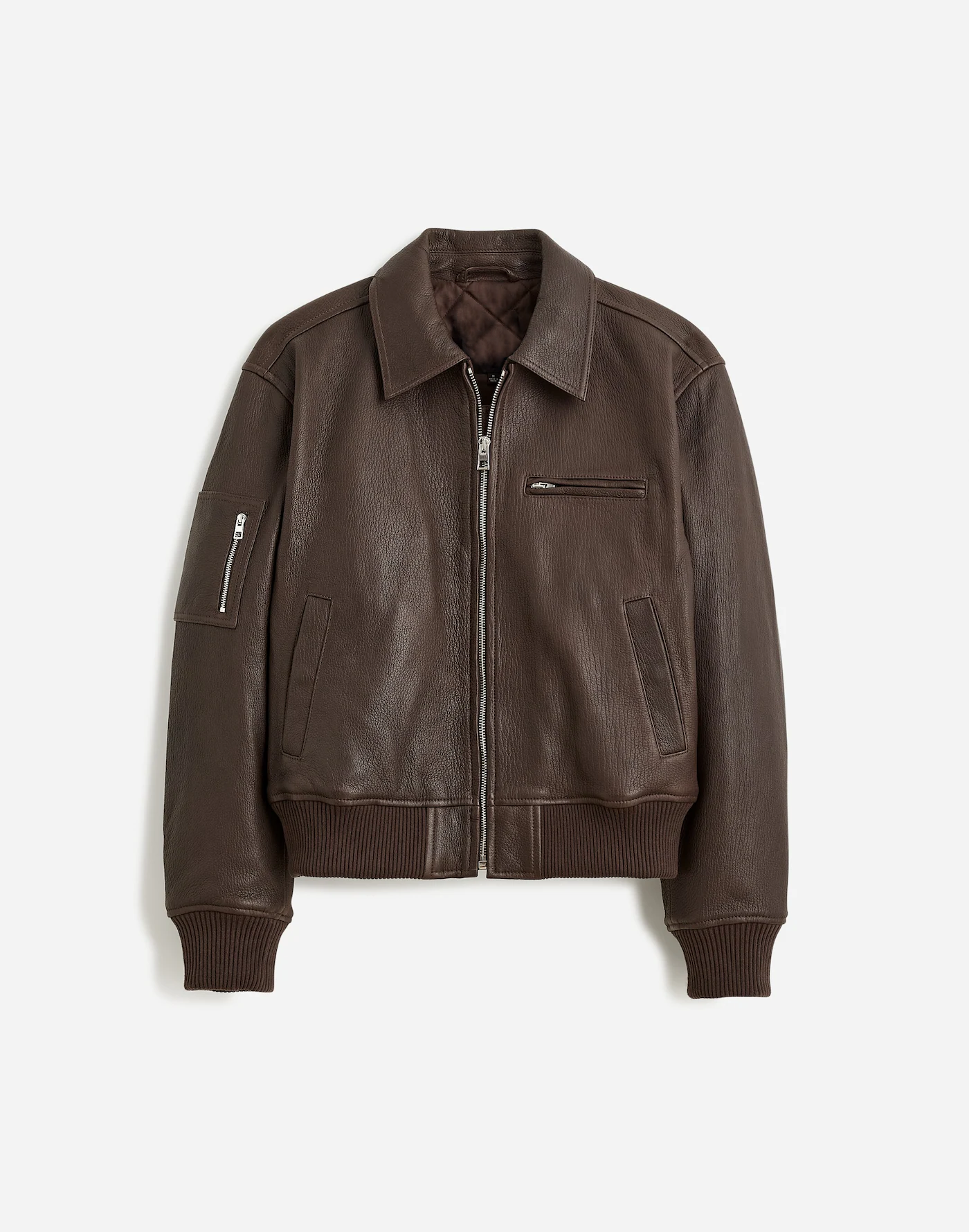 Relaxed Leather Bomber Jacket