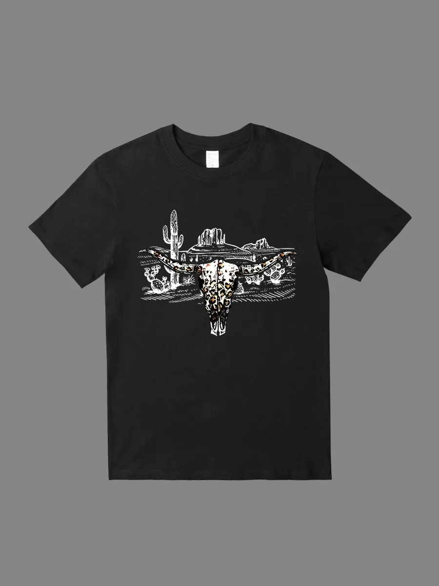 Leopard Cow Skull - Full Color Transfer T-shirt