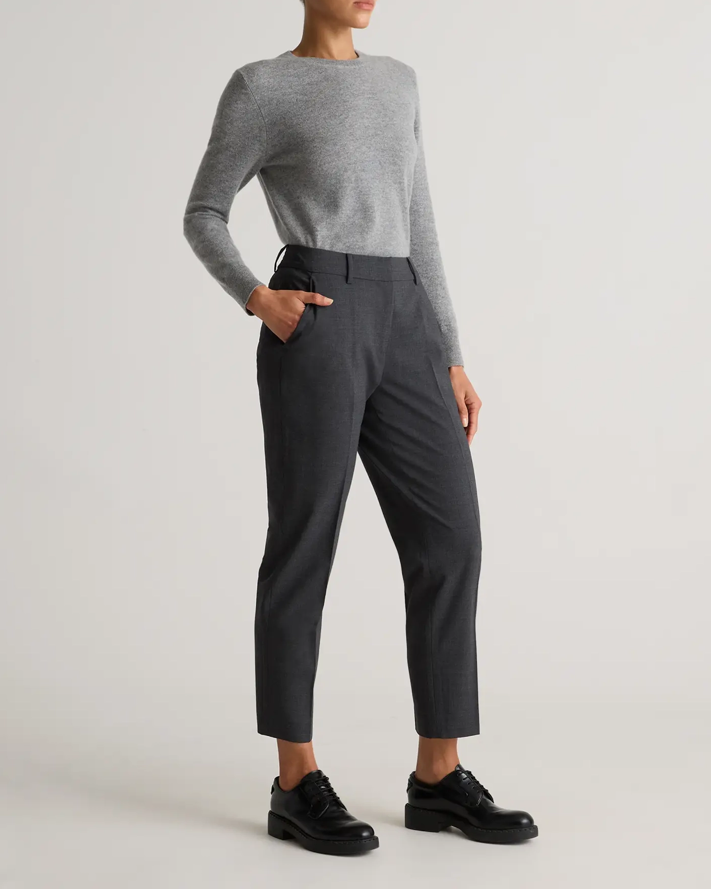 Italian Wool Slim Leg Ankle Pants