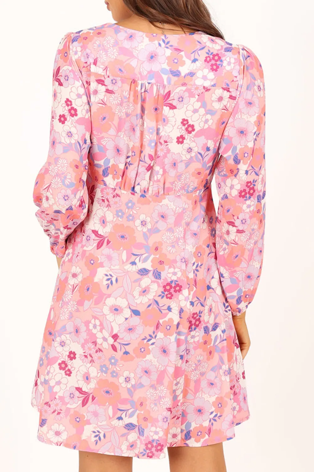 FINNICK LONG SLEEVE MINI DRESS - PINK FLORAL