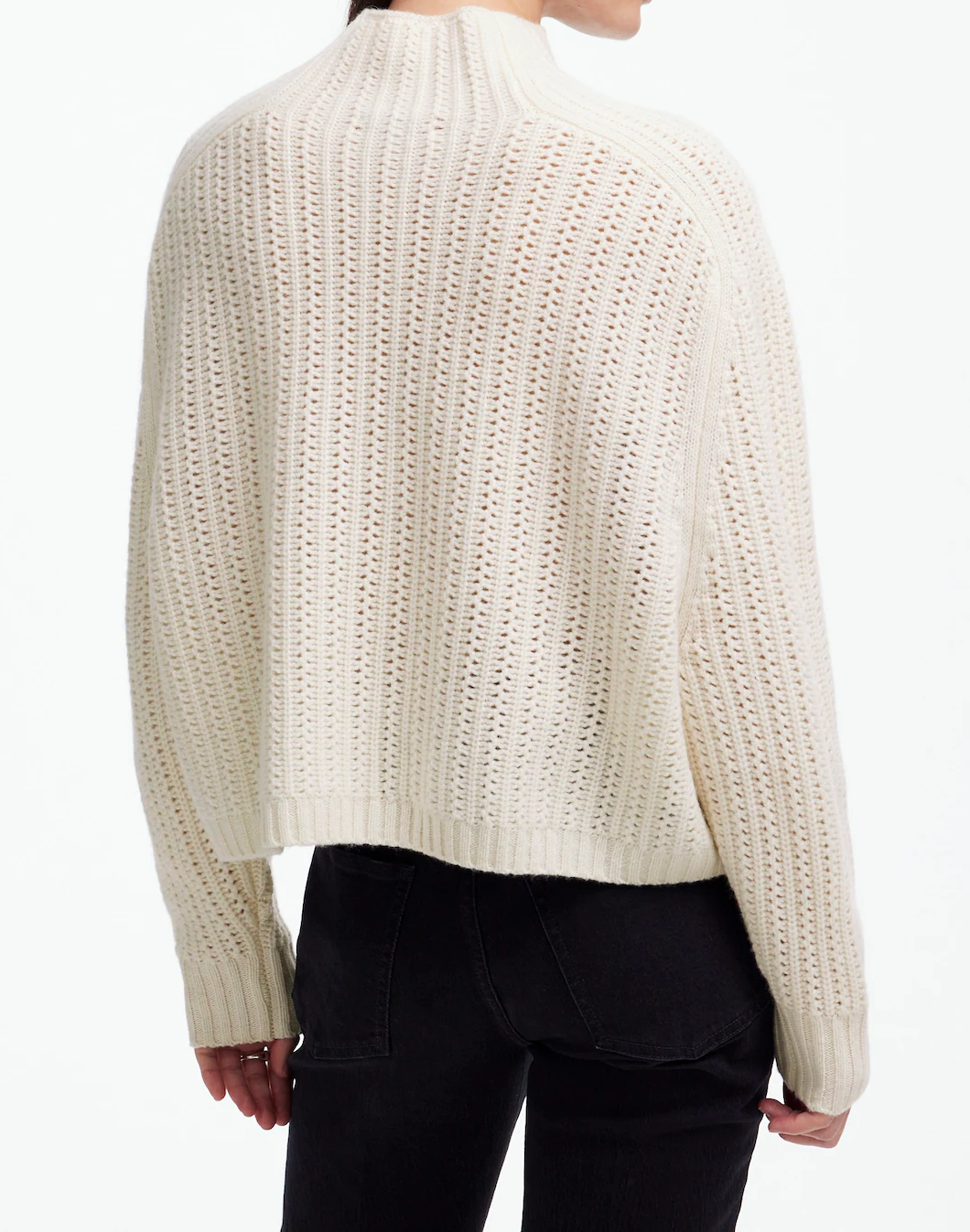 Pointelle-Stitch Mockneck Sweater