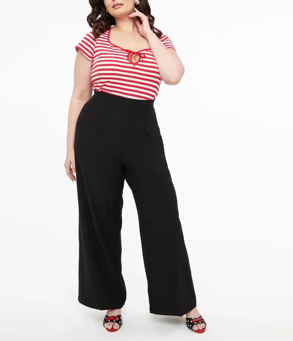 Hell Bunny 1940s Plus Size Black Ginger Trousers